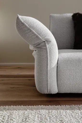 Ecksofa Motone - 2,5-Sitzer mit Ecke rechts, Stoff, Hellgrau