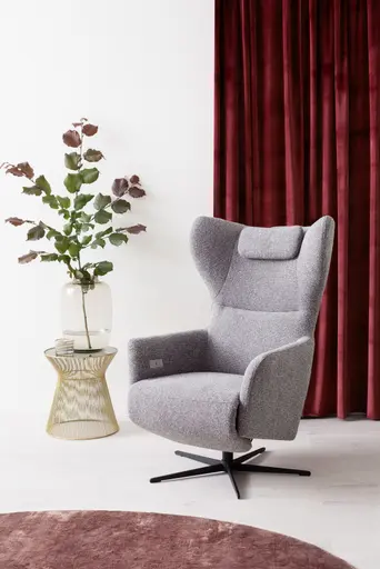 Relaxsessel Clemens - inkl. Relaxfunktion (motorisch), Kopfstütze/Akku, Stoff, Grau