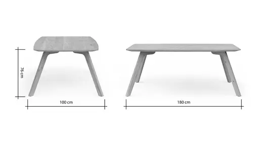 Esstisch Phoenix - LB ca. 180x100 cm, Eiche massiv, Bianco geölt