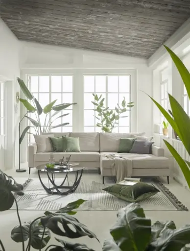 Ecksofa- 3-Sitzer, Ecke rechts, Stoff, Beige