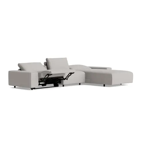 Ecksofa Serava - Longchair links mit 2,5-Sitzer, Stoff, Grau