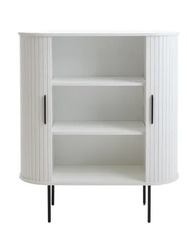 Highboard - B ca. 100 cm, Eiche Furnier, Weiß