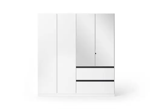 Drehtürenschrank RASA- B ca. 181 cm, Weiß, Spiegel