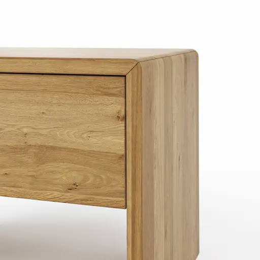 Nachttisch Baltimore - Rechts, Wildeiche massiv, mit Hirnholzeinsatz