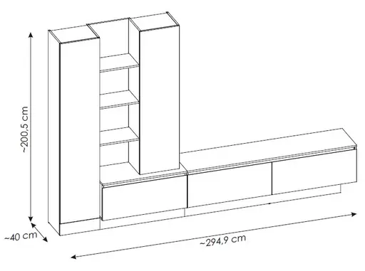 Wohnwand - Alpinweiß, Keramikoptik