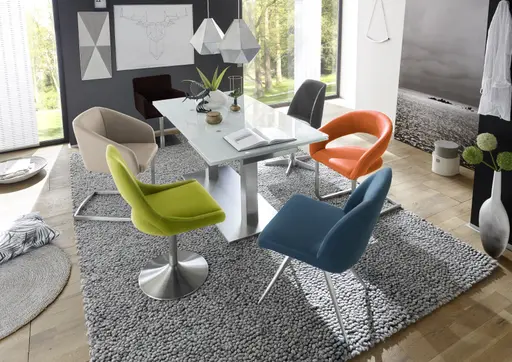 Esstisch - ausziehbar, LB ca. 250x90 cm, Glas, Weiß