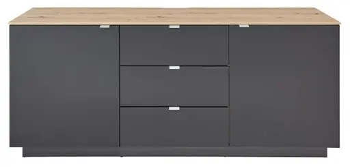 TV-Sideboard - Schwarz, Eiche Dekor