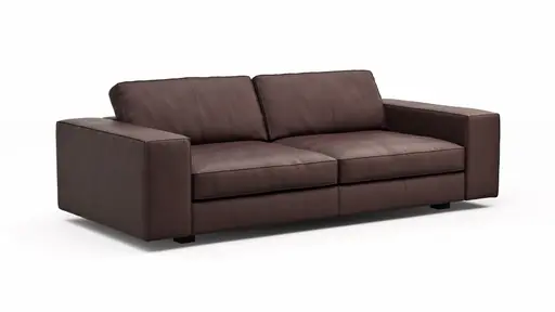 Sofa Aprino 1 - 3,5-Sitzer L, Dickleder, Dunkelbraun, Armlehne Block breit