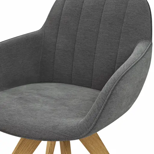 Polsterstuhl Dinner - drehbar, Stoff, Dunkelgrau