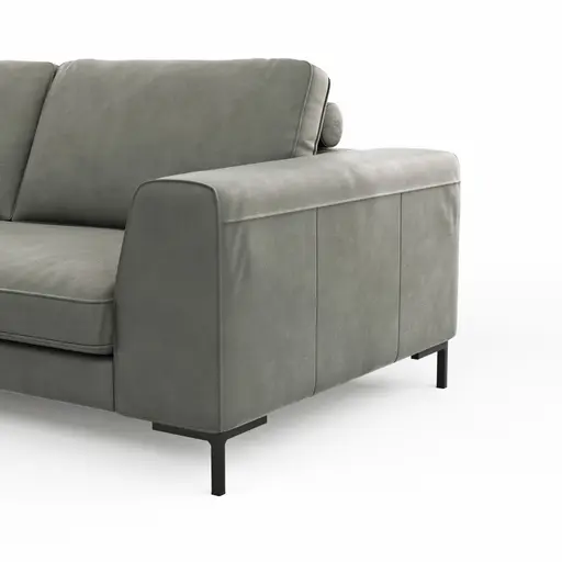Ecksofa Solano - Ecke Links, 2,5-Sitzer, Leder, Hellgrau