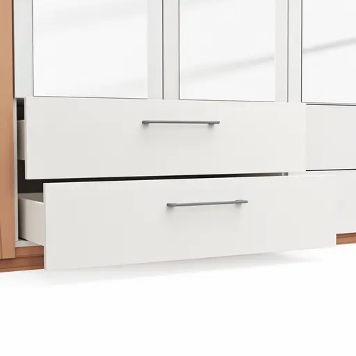 Drehtürenschrank Viana - B. ca. 270 cm, Furnier, Kernbuche, Weiß