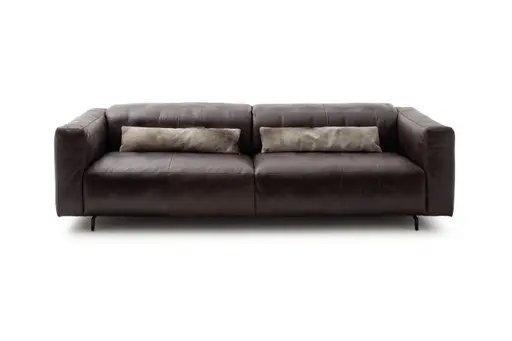 Sofa Arrezo - Leder, Tabakbraun, Rücken verstellbar