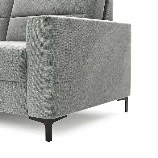 Ecksofa Merlos H - Longchair links und 2,5-Sitzer rechts inkl. Relaxfunktion (motorisch), Stoff, Grau