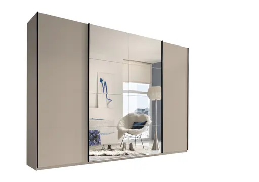 Schwebetürenschrank- B ca. 315 cm, Kaschmir, Spiegel