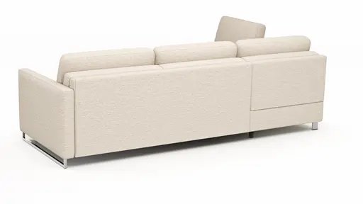 Ecksofa Nuoro - Longchair links mit 2-Sitzer inkl. Schlaffunktion und Bettkasten, Stoff, Beige