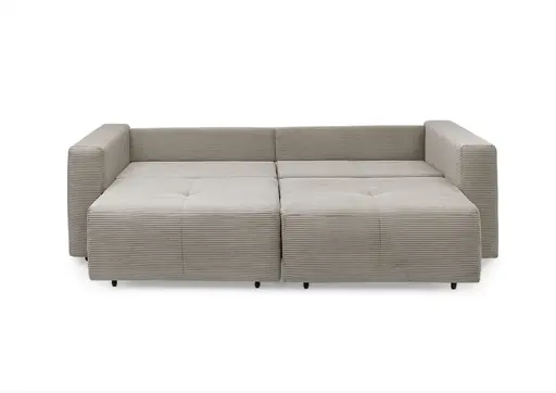 Megasofa Juless - Schlaffunktion mit Bettkasten, Cord, Taupe