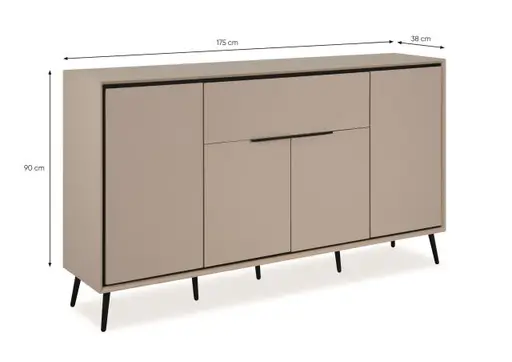 Sideboard - B ca. 175 cm, Sand, Schwarz