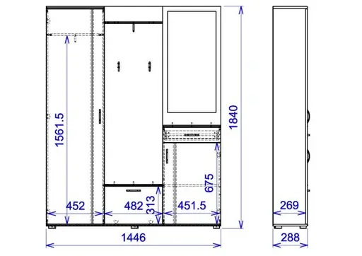 Kompaktgarderobe - Sonoma Eiche Nachbildung, Weiß