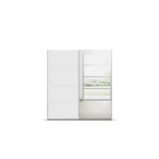 Schwebetürenschrank RUBITO- B ca. 181 cm, Weiß, Spiegel