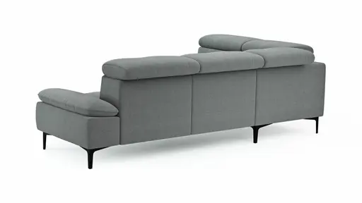 Ecksofa Felipa - Ecke links mit 2,5-Sitzer inkl. Kopfteil verstellbar, Stoff, Grau