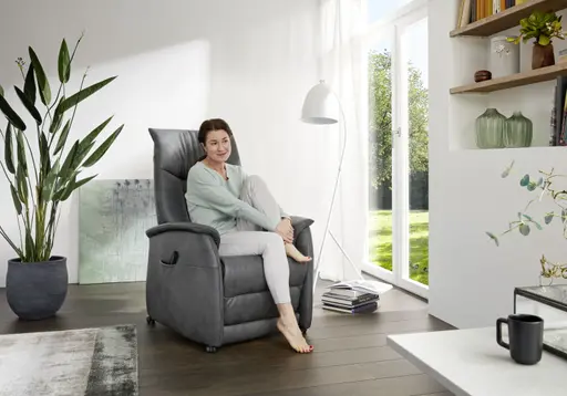 Fernsehsessel EM Düsseldorf - Relaxfunktion (3-motorisch), Leder, Brikett