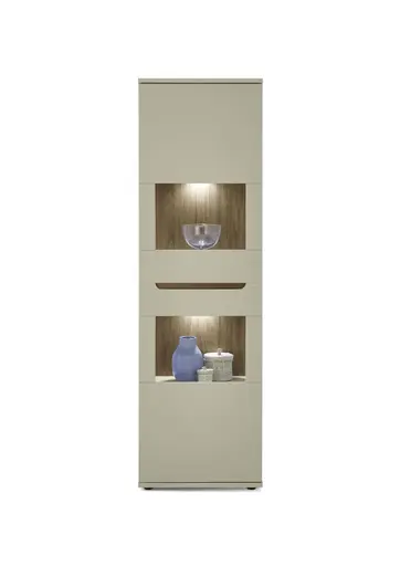 Vitrine - B ca. 60 cm, Kaschmir, Nussbaum Nachbildung