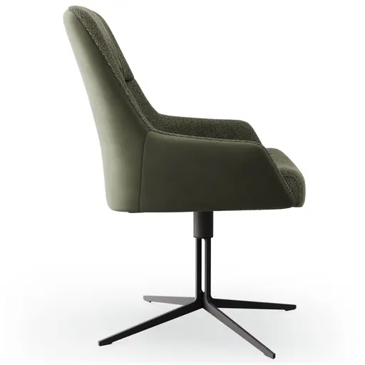 Armlehnstuhl Sagres - drehbar, Leder & Stoff, Olive