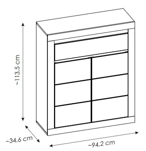 Schuhschrank - mit Beleuchtung, B ca. 94 cm, Kaschmir, Stone Eiche Nachbildung