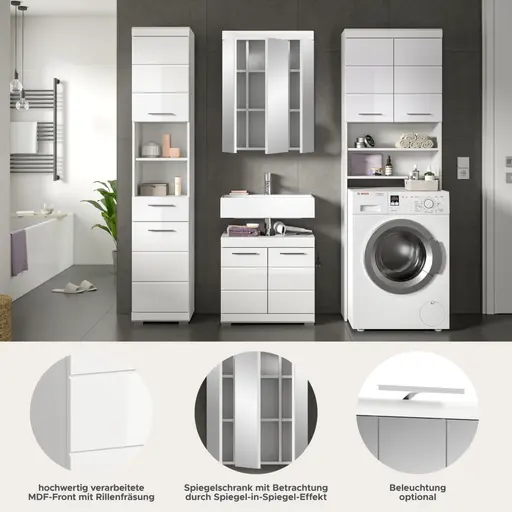 Badblock - 4-teilig, Weiß, Weiß Hochglanz