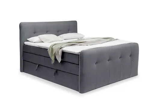 Boxspringbett HOLLIE- Liegefläche ca. 180x200 cm, Stoff, Grau