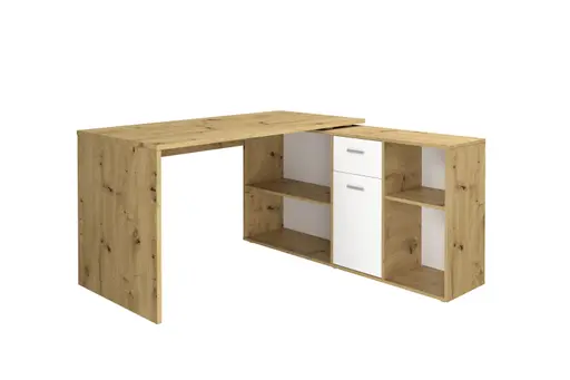 Schreibtisch- LB ca. 136x67 cm, Eiche Dekor, Weiß