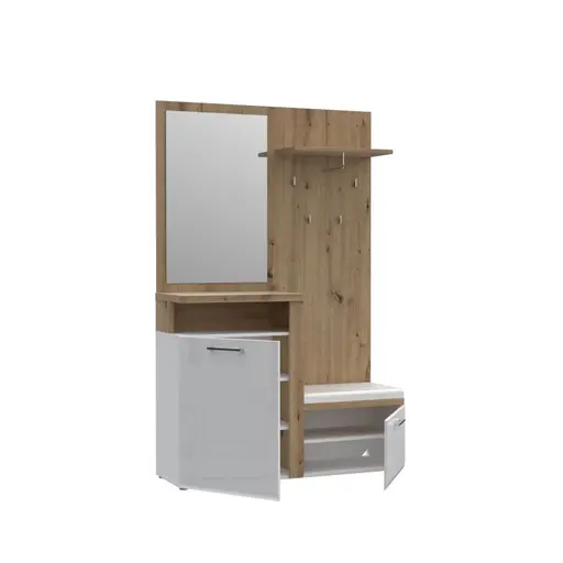 Garderobe - Weiß, Eiche Dekor