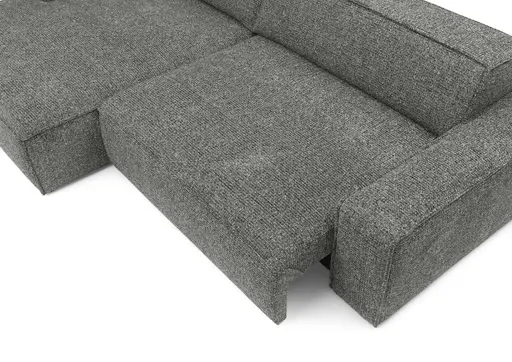 Ecksofa - Longchair links mit 2-Sitzer, Sitzvorzug motorisch, Stoff, Graphit
