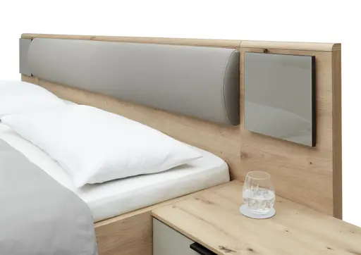 Bettanlage WANJA- Liegefläche ca. 180x200 cm, Eiche Dekor, Saharagrau