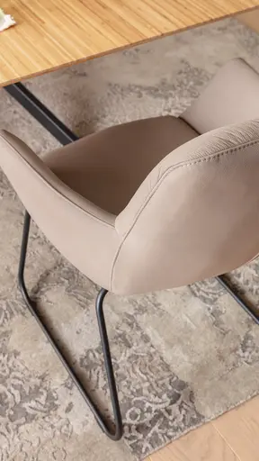 Armlehnstuhl Nashville - Leder, Taupe