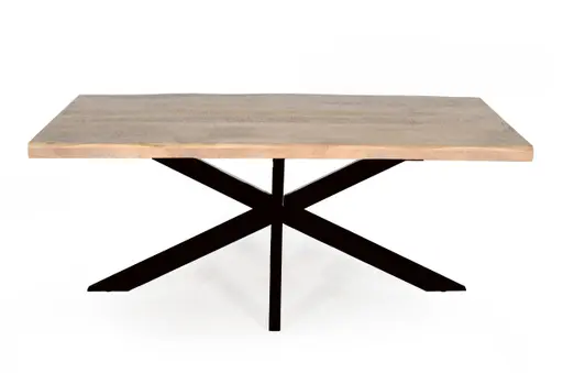 Esstisch - LB ca. 220x100 cm, Mango massiv, Baumkante, Schwarz