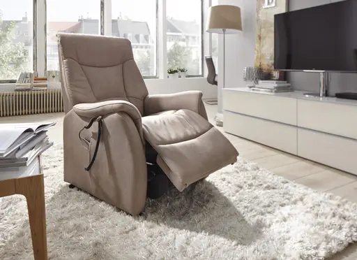 TV-Sessel MAILO - Aufstehhilfe, Relaxfunktion, Stoff, Grau-Beige