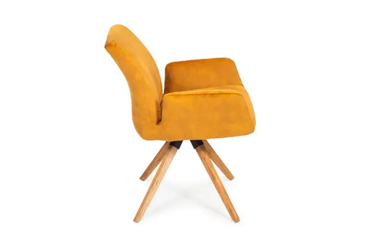 Armlehnstuhl - drehbar, Stoff, Gold