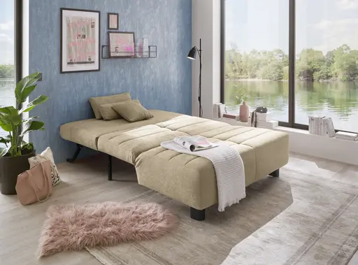  Faltsofa Easy - 2-Sitzer ohne Armlehne, ca. 140 cm inkl. Schlaffunktion, Stoff, Braun