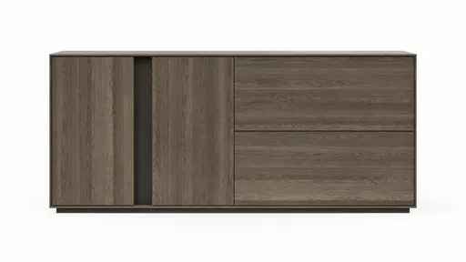 Sideboard Saratoga - mit Klapptüren, Buche massiv, silbergrau geölt