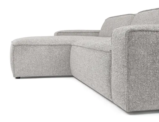 Ecksofa - Longchair links mit 2-Sitzer, Sitzvorzug motorisch, Stoff, Silbergrau