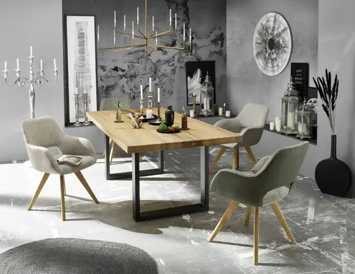 Armlehnenstuhl MACIE - Stoff, Olive