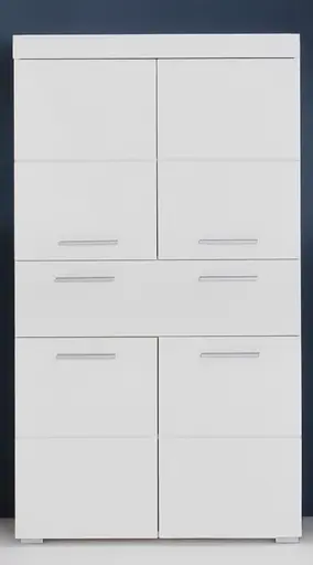 Highboard- B ca. 73 cm, Weiß, Weiß Hochglanz