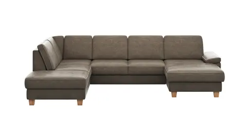 Wohnlandschaft Sommerville - Ecke links mit 2,5-Sitzer und Longchair rechts, Stoff, Braun