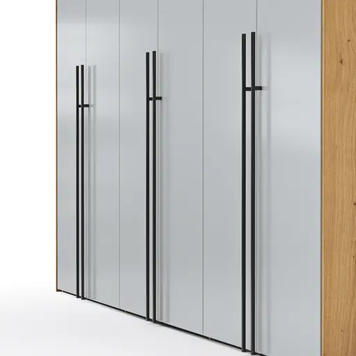 Drehtürenschrank Colorado - B ca. 307 cm, Glas, Hellgrau matt