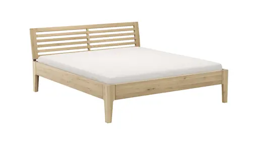 Bettgestell 1660 - Liegefläche ca. 180x200 cm, Wildeiche massiv, bianco geölt