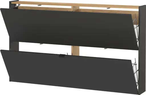 Schuhschrank GIANNA - B ca. 140 cm, Graphit, Navarra Eiche Nachbildung