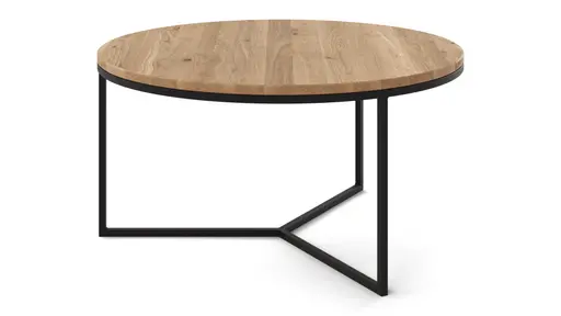 Couchtisch Joan 1 -  LBH ca. 80x80x41,5 cm, Asteiche massiv, Gestell schwarz