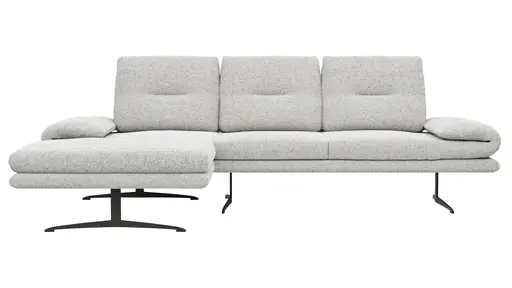 Ecksofa Lucero 2.0 - Longchair mit 2-Sitzer rechts inkl. Rückenlehne verstellbar, Stoff, Offwhite