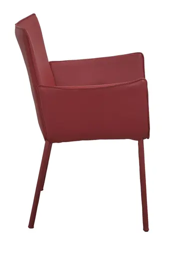 Armlehnstuhl 4900 - Leder, Rot, Innenliegendes Gestell, Lederbezogen